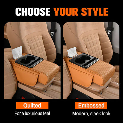 Integrated multifunctional car armrest increase with pressure compensation