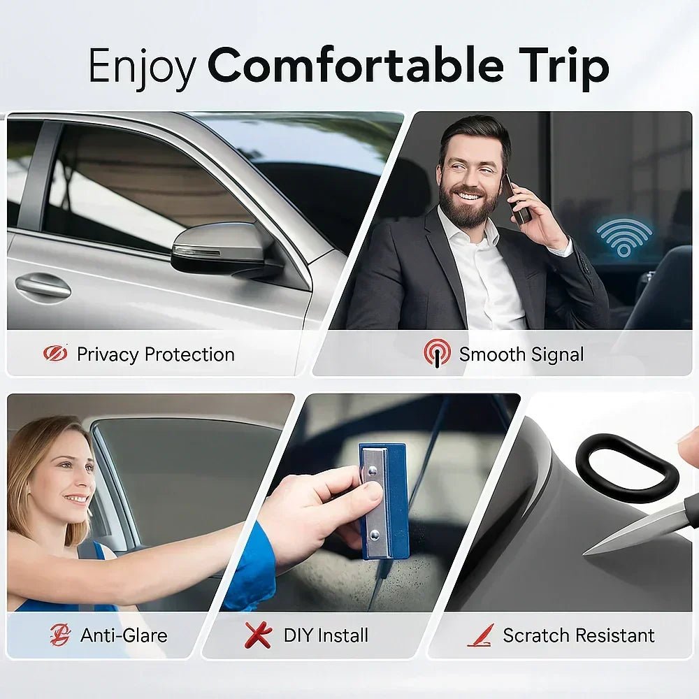 Universal Reduce Infrared Heat & Block UV by 99% Removable Window Tint Film for Cars - DIY Cut for Multiple Shapes